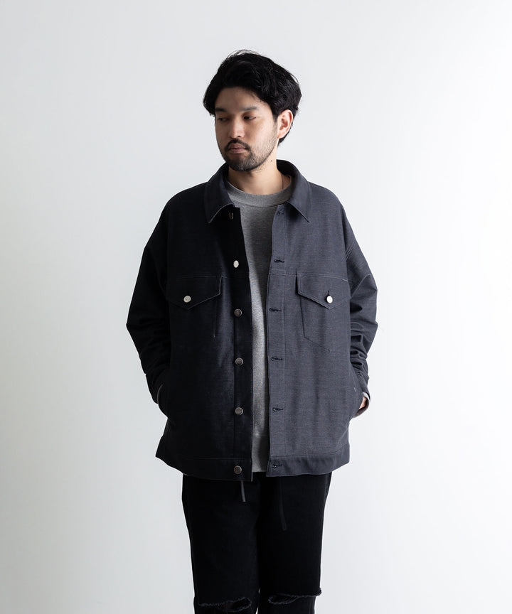 【KANEMASA】カネマサのデニムジャケットPIECE DYEING DENIM HIGH GAUGE JERSEY JACKET - NAVY