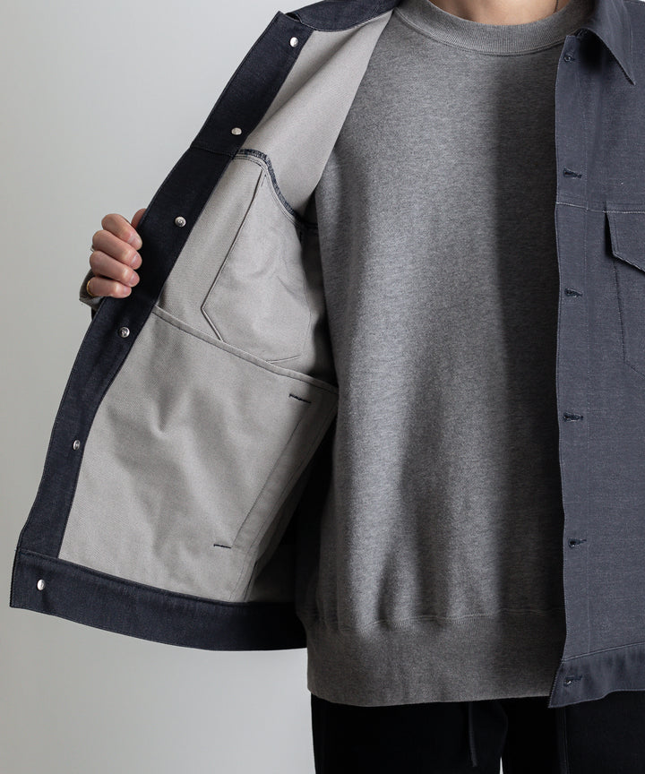 【KANEMASA】カネマサのデニムジャケットPIECE DYEING DENIM HIGH GAUGE JERSEY JACKET - NAVY