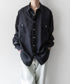 【INTÉRIM】HYPER BIG HI-COUNT SILK GATHER SHIRT - BLACK