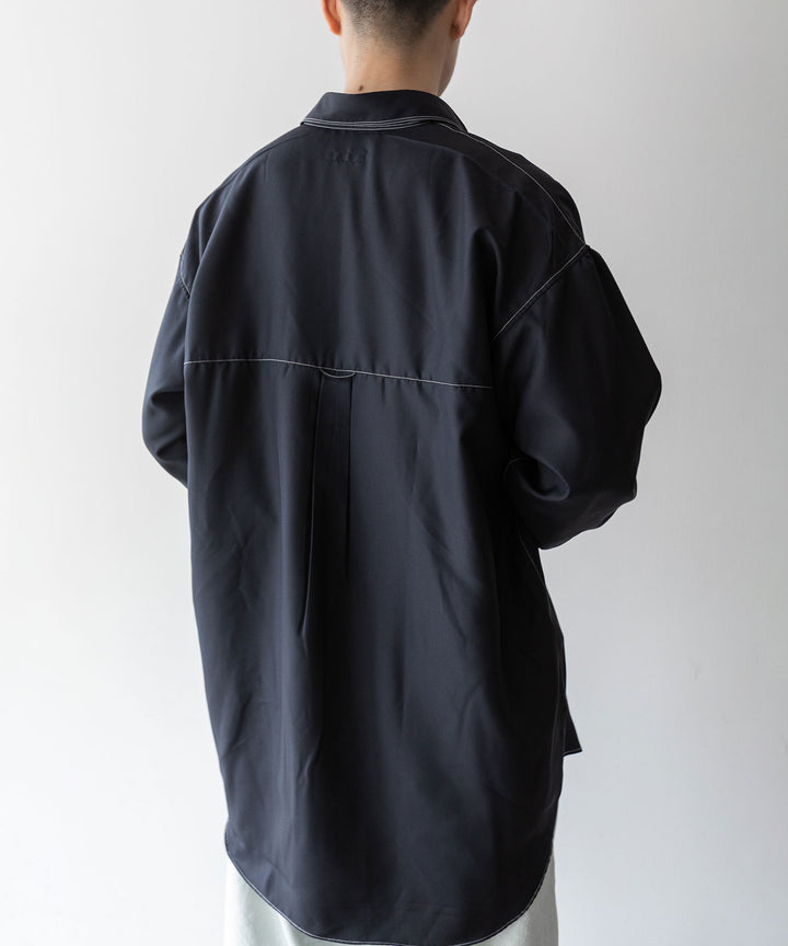 【INTÉRIM】インテリムのHYPER BIG HI-COUNT SILK GATHER SHIRT - BLACK