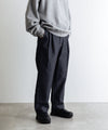 【KANEMASA】PIECE DYEING DENIM HIGH GAUGE JERSEY TUCK PANTS - NAVY