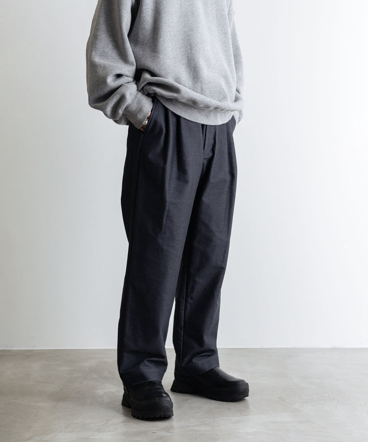 【KANEMASA】カネマサのニットデニム PIECE DYEING DENIM HIGH GAUGE JERSEY TUCK PANTS - NAVY