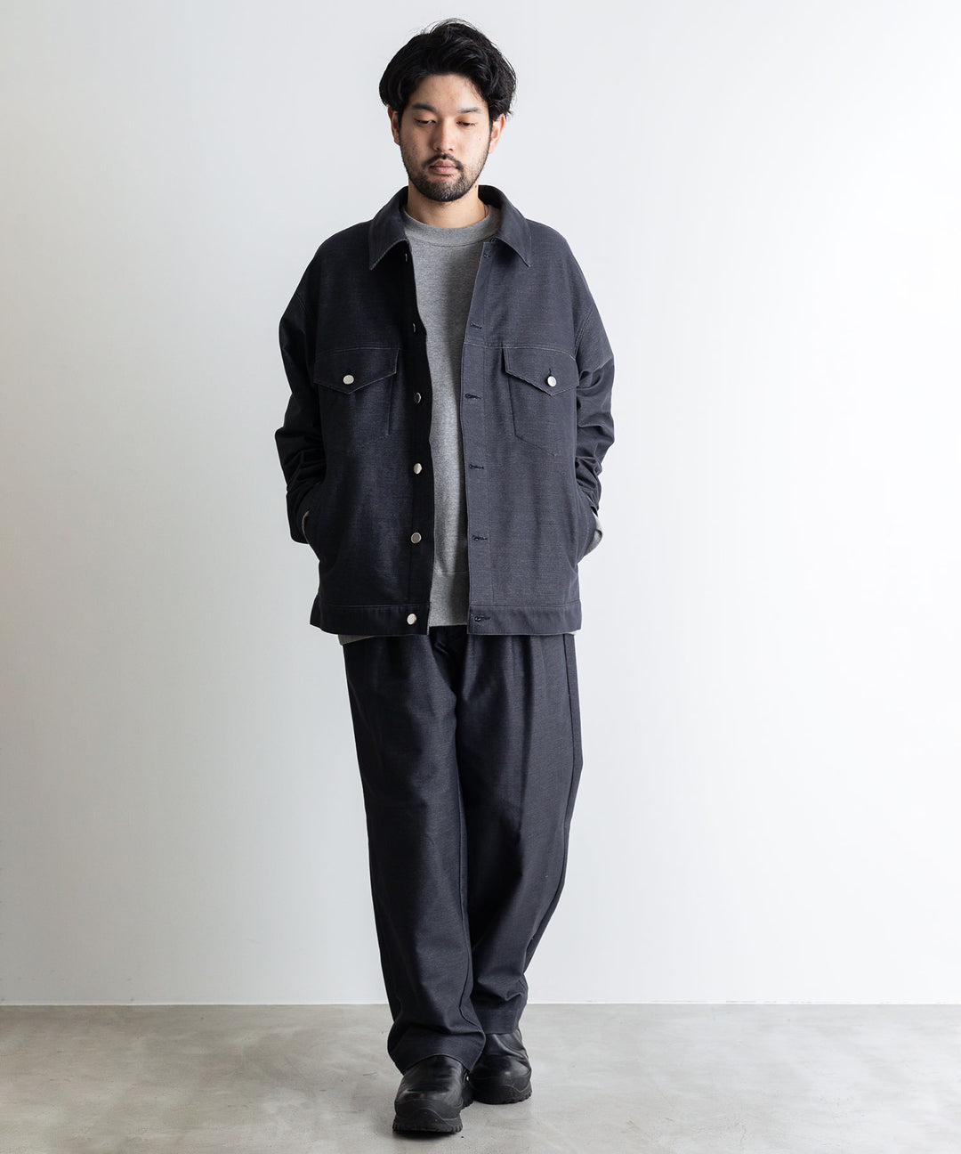 【KANEMASA】カネマサのデニムジャケットPIECE DYEING DENIM HIGH GAUGE JERSEY JACKET - NAVY