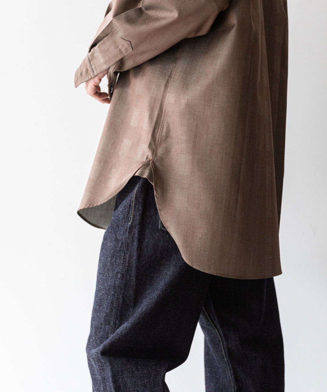 【INTÉRIM】インテリムの限定シャツ HYPER BIG IRIDESCENT CHECK LONG HORN WESTERN SHIRT - BROWN/GREEN
