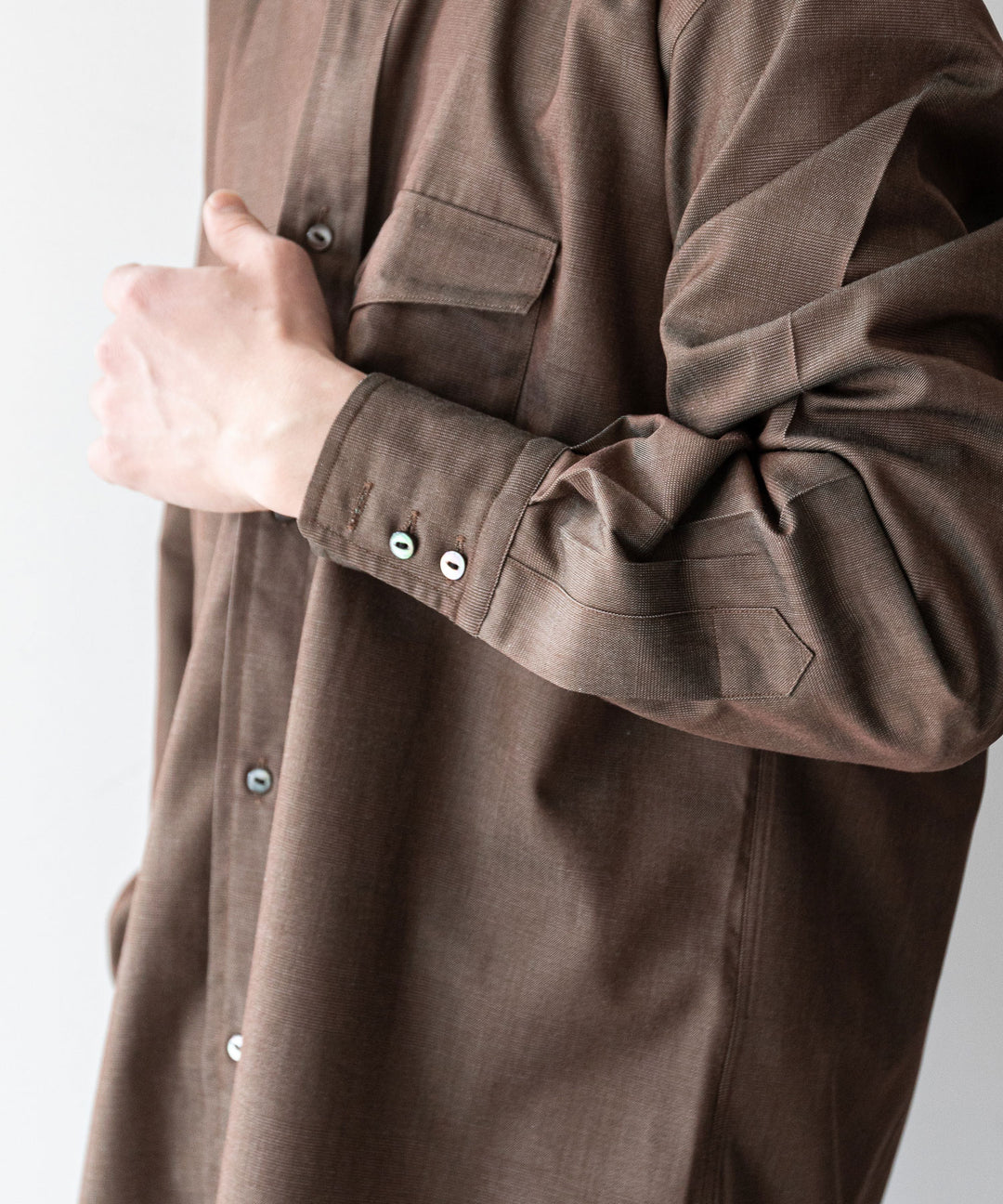 【INTÉRIM】インテリムの限定シャツ HYPER BIG IRIDESCENT CHECK LONG HORN WESTERN SHIRT - BROWN/GREEN