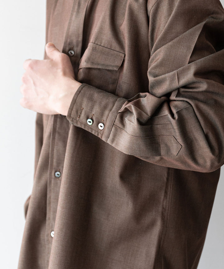 【INTÉRIM】インテリムの限定シャツ HYPER BIG IRIDESCENT CHECK LONG HORN WESTERN SHIRT - BROWN/GREEN