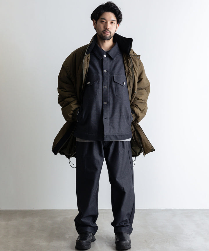 【KANEMASA】カネマサのニットデニム PIECE DYEING DENIM HIGH GAUGE JERSEY TUCK PANTS - NAVY