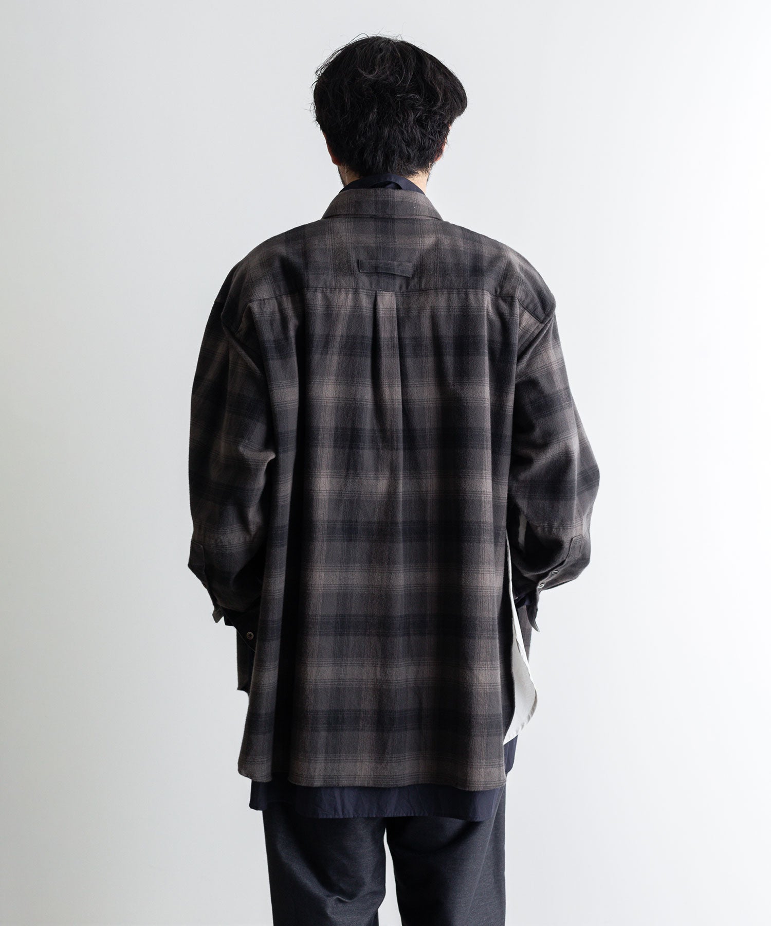 22aw Oversized Layered Flannel Shirt-
