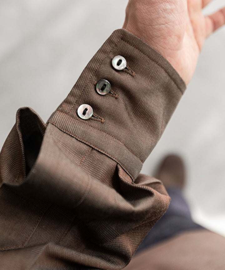 【INTÉRIM】インテリムの限定シャツ HYPER BIG IRIDESCENT CHECK LONG HORN WESTERN SHIRT - BROWN/GREEN