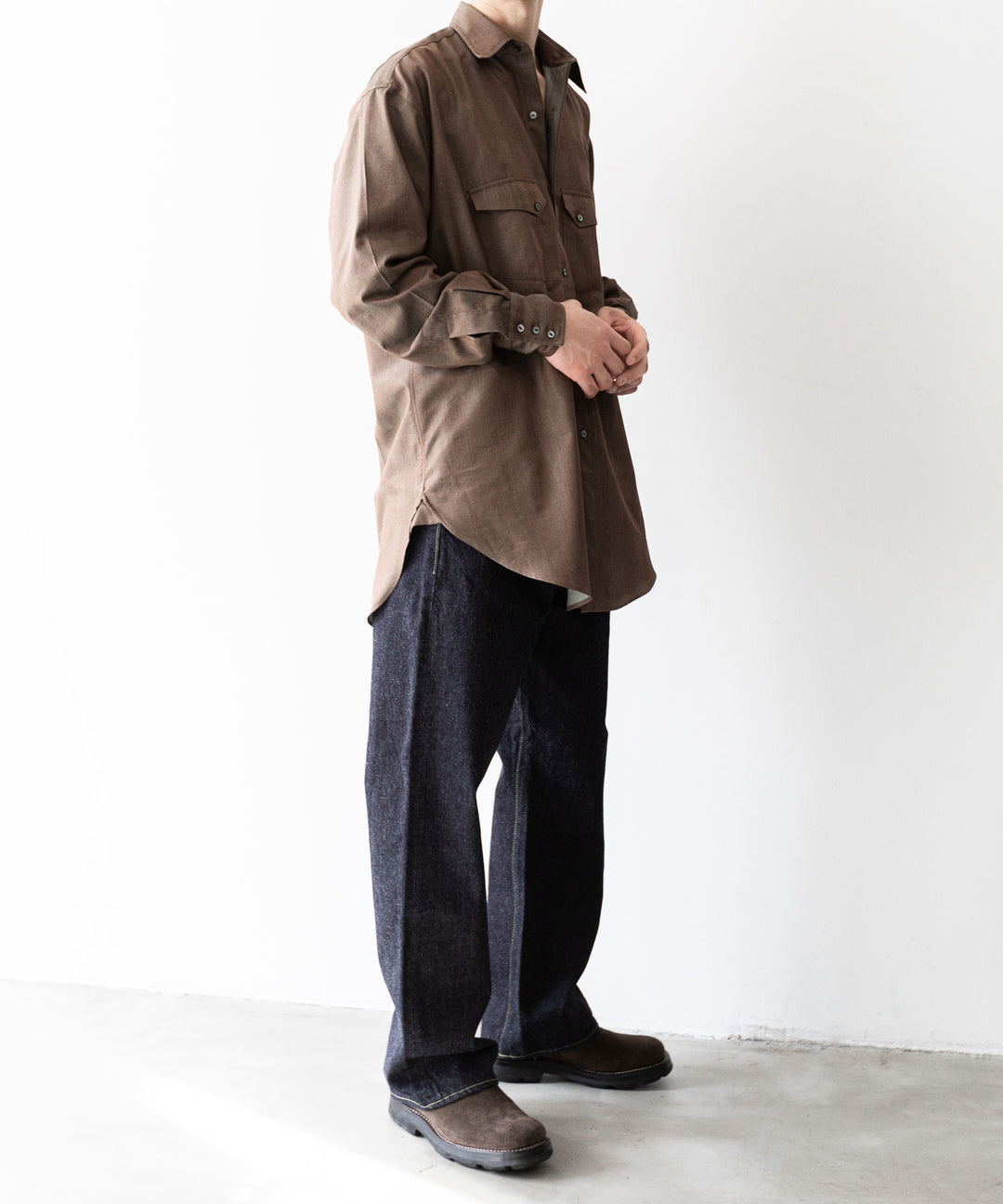 【INTÉRIM】HYPER BIG IRIDESCENT CHECK LONG HORN WESTERN SHIRT - BROWN/GREEN