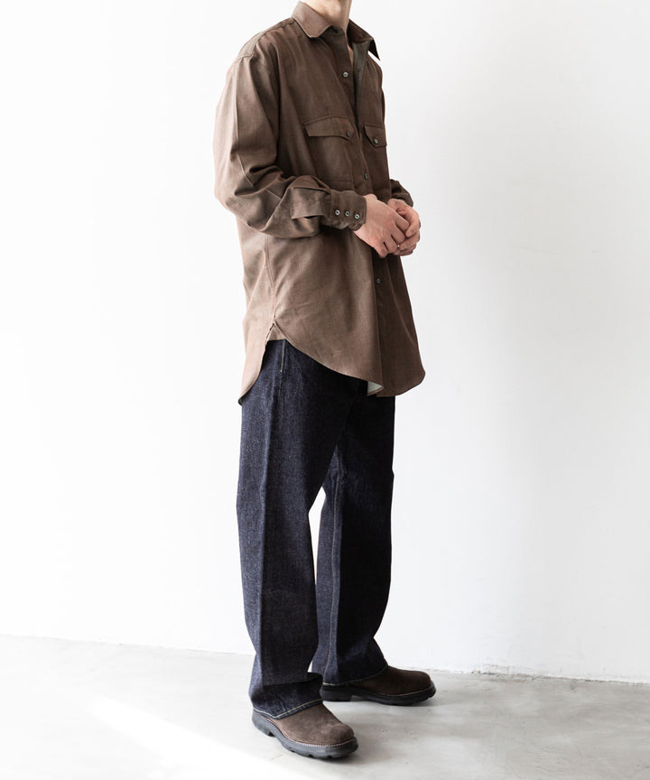 【INTÉRIM】HYPER BIG IRIDESCENT CHECK LONG HORN WESTERN SHIRT - BROWN/GREEN