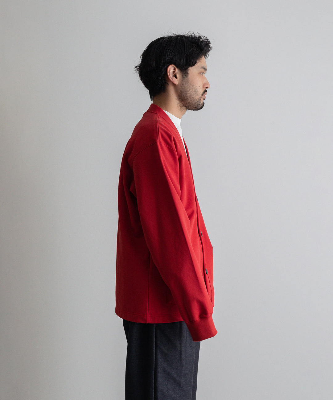 カネマサ通販【KANEMASA】SUPER FINE GAUGE CARDIGANのRED
