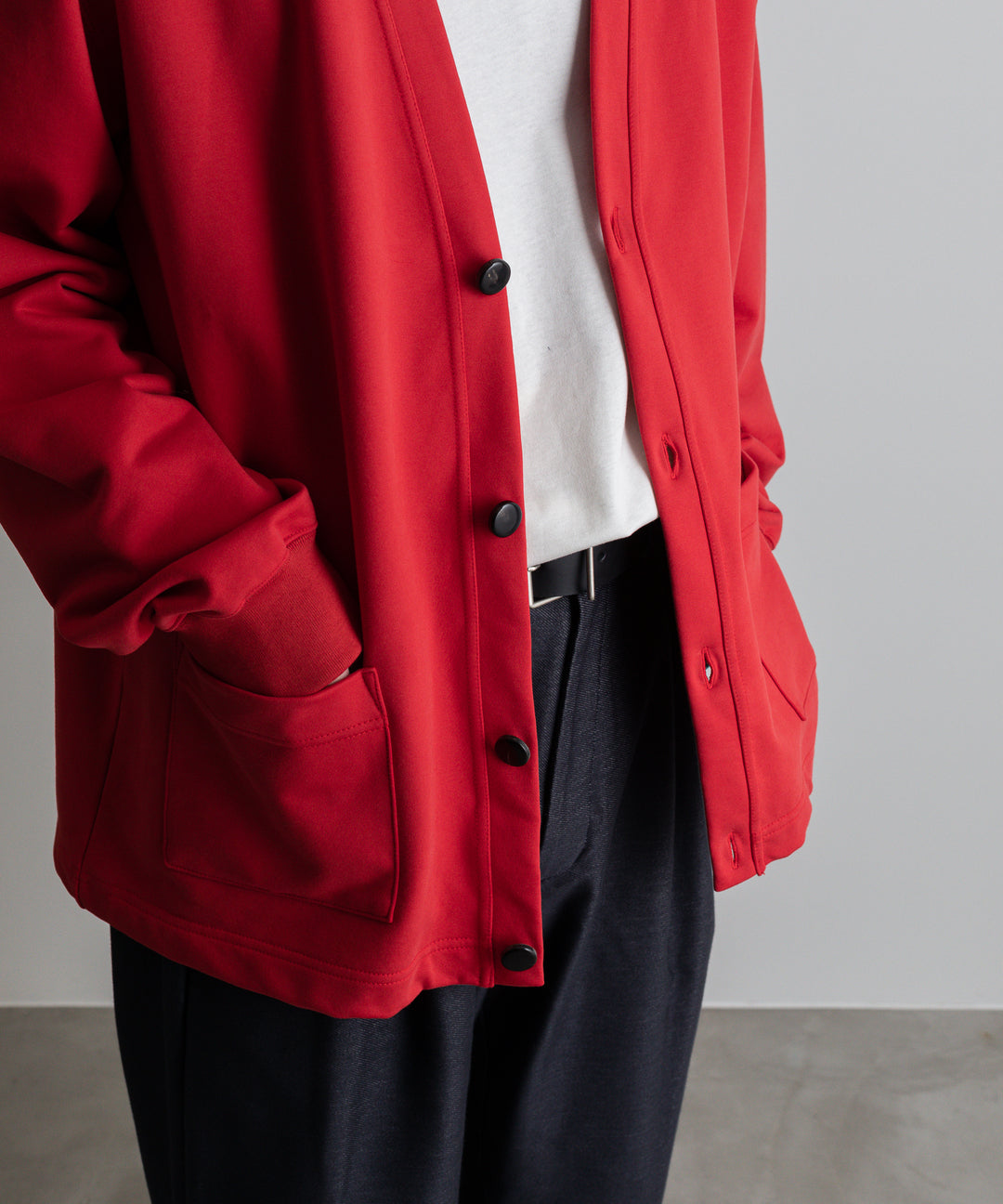 カネマサ通販【KANEMASA】SUPER FINE GAUGE CARDIGANのRED