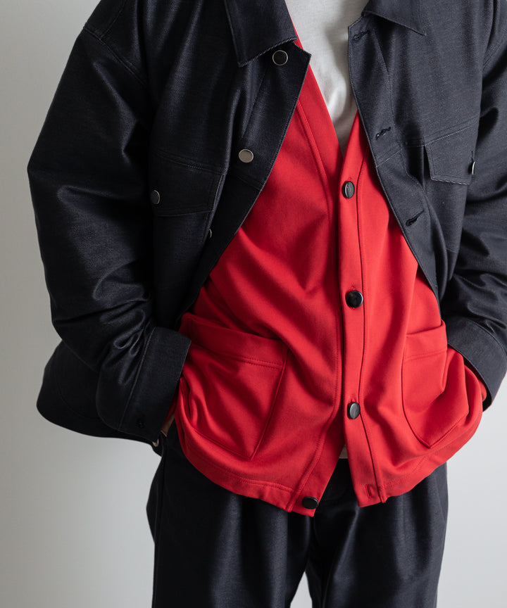 カネマサ通販【KANEMASA】SUPER FINE GAUGE CARDIGANのRED