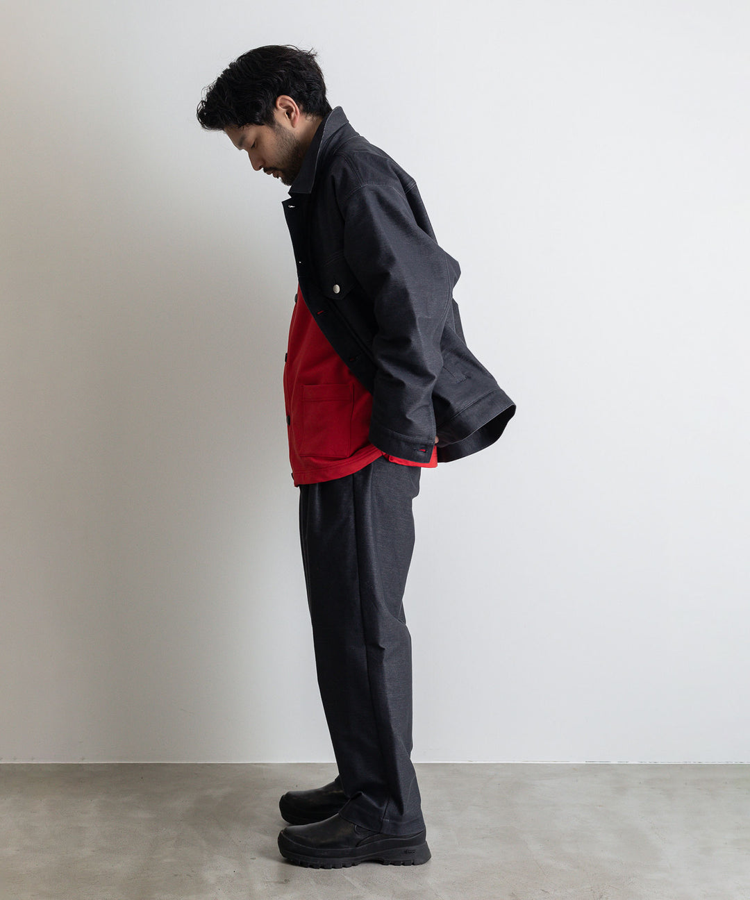 カネマサ通販【KANEMASA】SUPER FINE GAUGE CARDIGANのRED