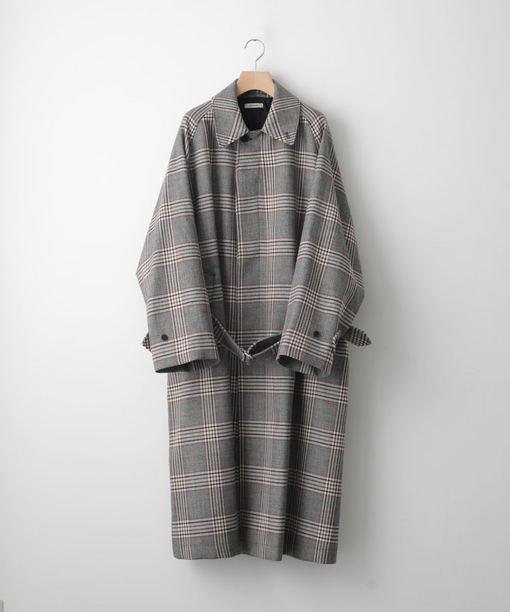 INTÉRIM(インテリム)のHYPER BIG HOUNDSTOOTH CHECK PLAID SINGLE RAGLAN BELTED OVER COAT - GRANITE GREY CHECK