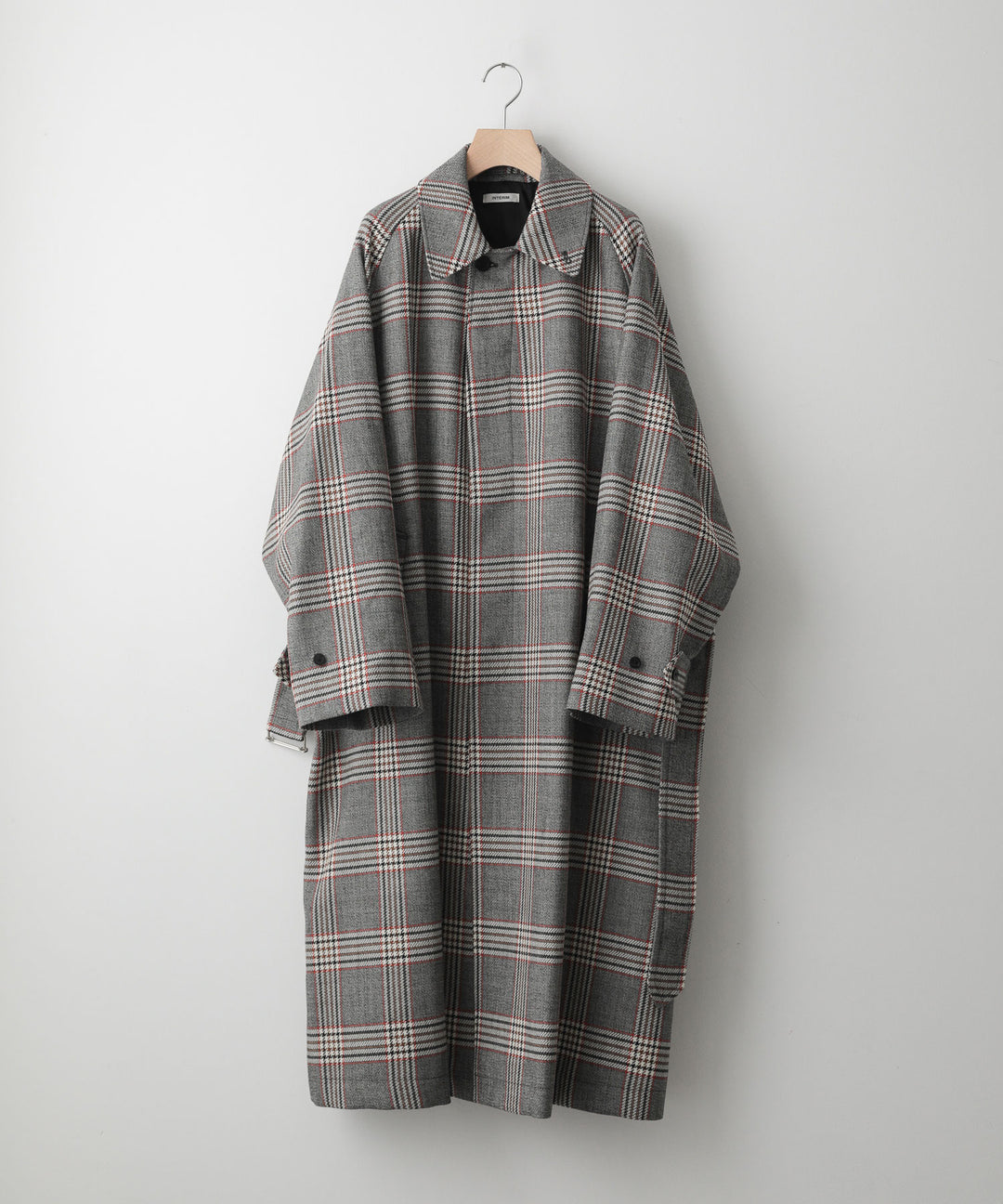 INTÉRIM(インテリム)のHYPER BIG HOUNDSTOOTH CHECK PLAID SINGLE RAGLAN BELTED OVER COAT - GRANITE GREY CHECK
