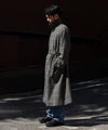 【INTÉRIM】HYPER BIG LOVAT KIRK TWEED  SINGLE RANGE BELTED OVER COAT -  BLK×GRY