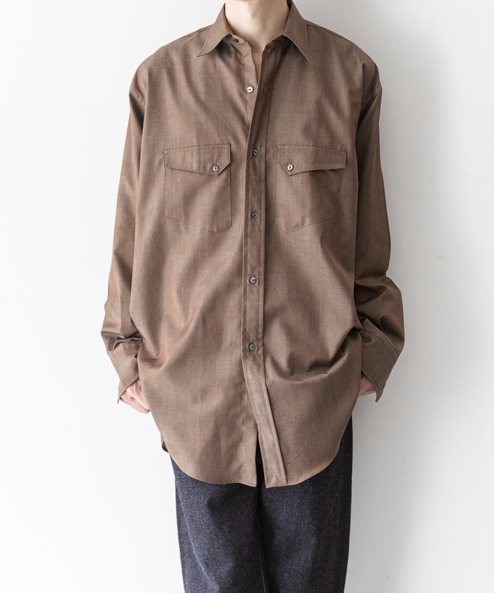 【INTÉRIM】インテリムの限定シャツ HYPER BIG IRIDESCENT CHECK LONG HORN WESTERN SHIRT - BROWN/GREEN