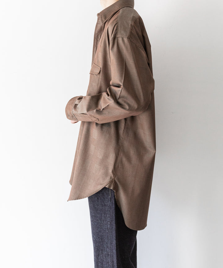 【INTÉRIM】インテリムの限定シャツ HYPER BIG IRIDESCENT CHECK LONG HORN WESTERN SHIRT - BROWN/GREEN