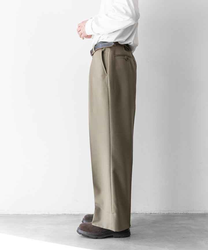 【INTÉRIM】インテリムのバギースラックスWOOL MOHAIR GABERDINE 1-TUCK BAGGY SLACKS インテリム 22aw 公式通販サイト session福岡セレクトショップ