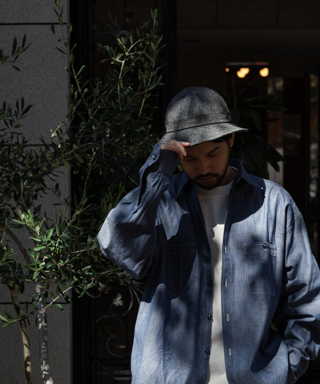 INTÉRIM(インテリム) 小津安二郎ハット LOVAT GRAY HERRINGBONE METRO HAT - GRAY HERRINGBONE【INTÉRIM】LOVAT GRAY HERRINGBONE METRO HAT - GRAY HERRINGBONE