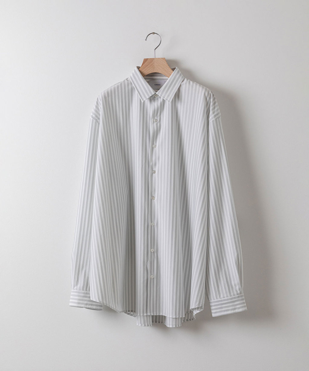 【KANEMASA】カネマサのLONDON STRIPE DRESS JERSEY SHIRT - LIGHT GRAY×WHITE