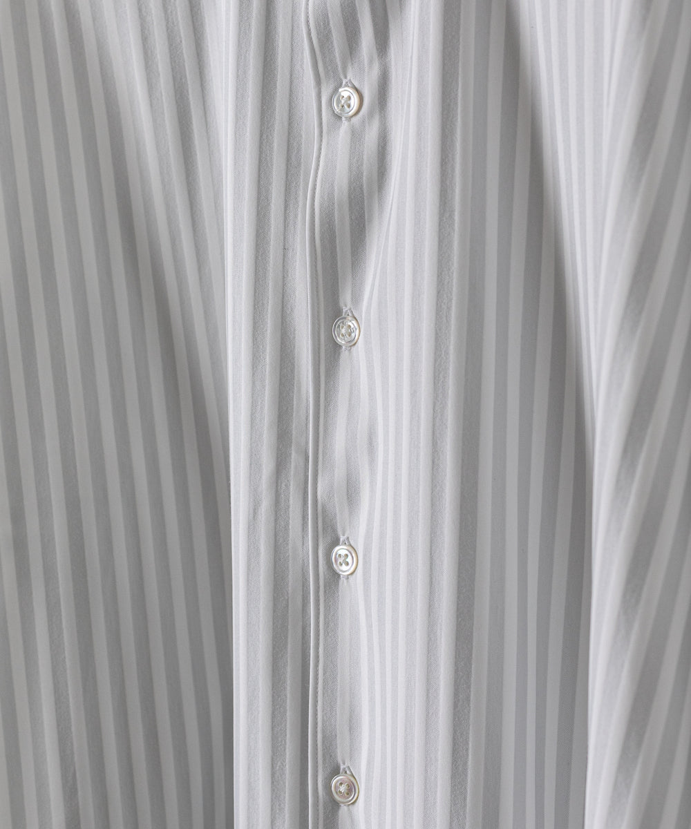 【KANEMASA】カネマサのLONDON STRIPE DRESS JERSEY SHIRT - LIGHT GRAY×WHITE