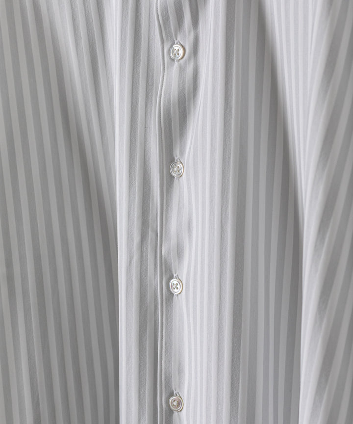 【KANEMASA】カネマサのLONDON STRIPE DRESS JERSEY SHIRT - LIGHT GRAY×WHITE
