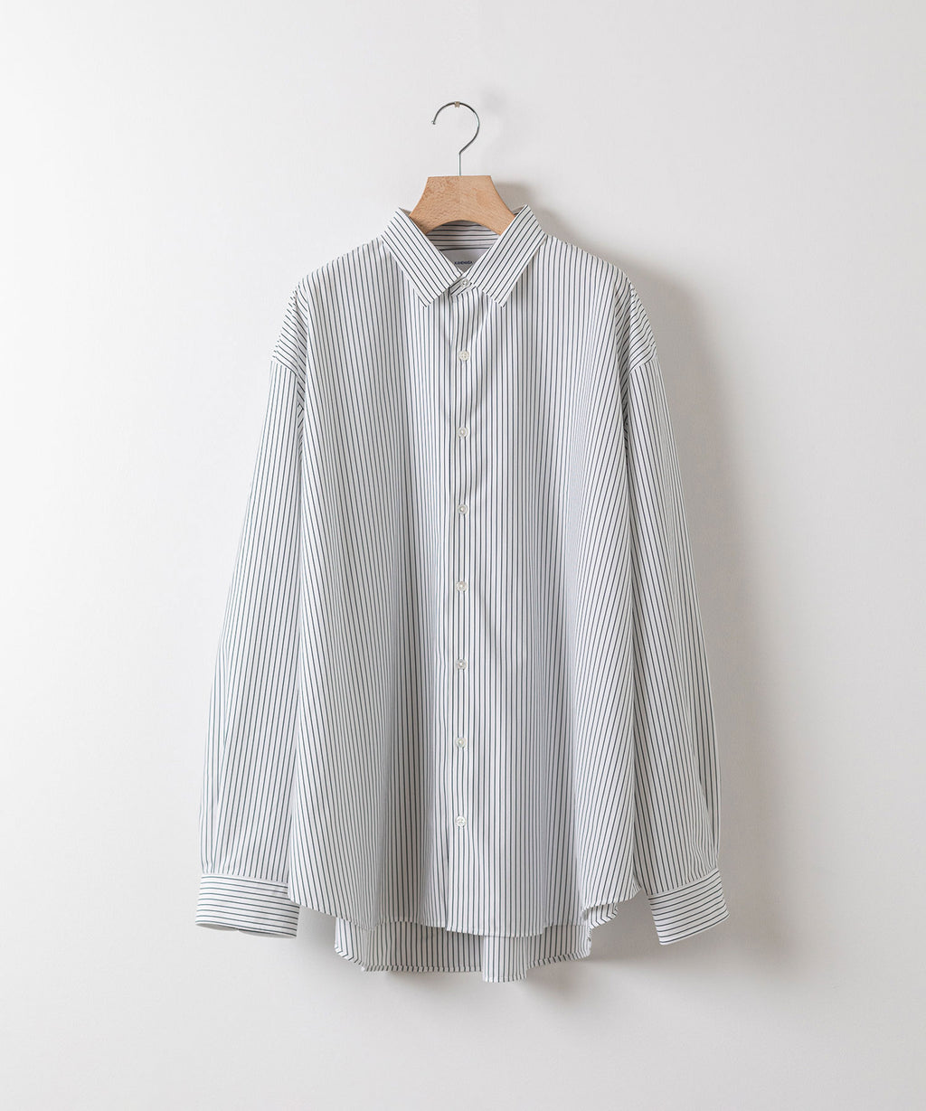 【KANEMASA PHIL.】カネマサのPENCIL STRIPE DRESS JERSEY SHIRT - WHITE×NAVY