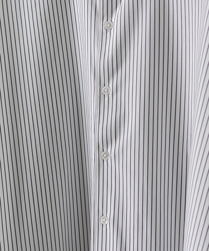 【KANEMASA PHIL.】カネマサのPENCIL STRIPE DRESS JERSEY SHIRT - WHITE×NAVY