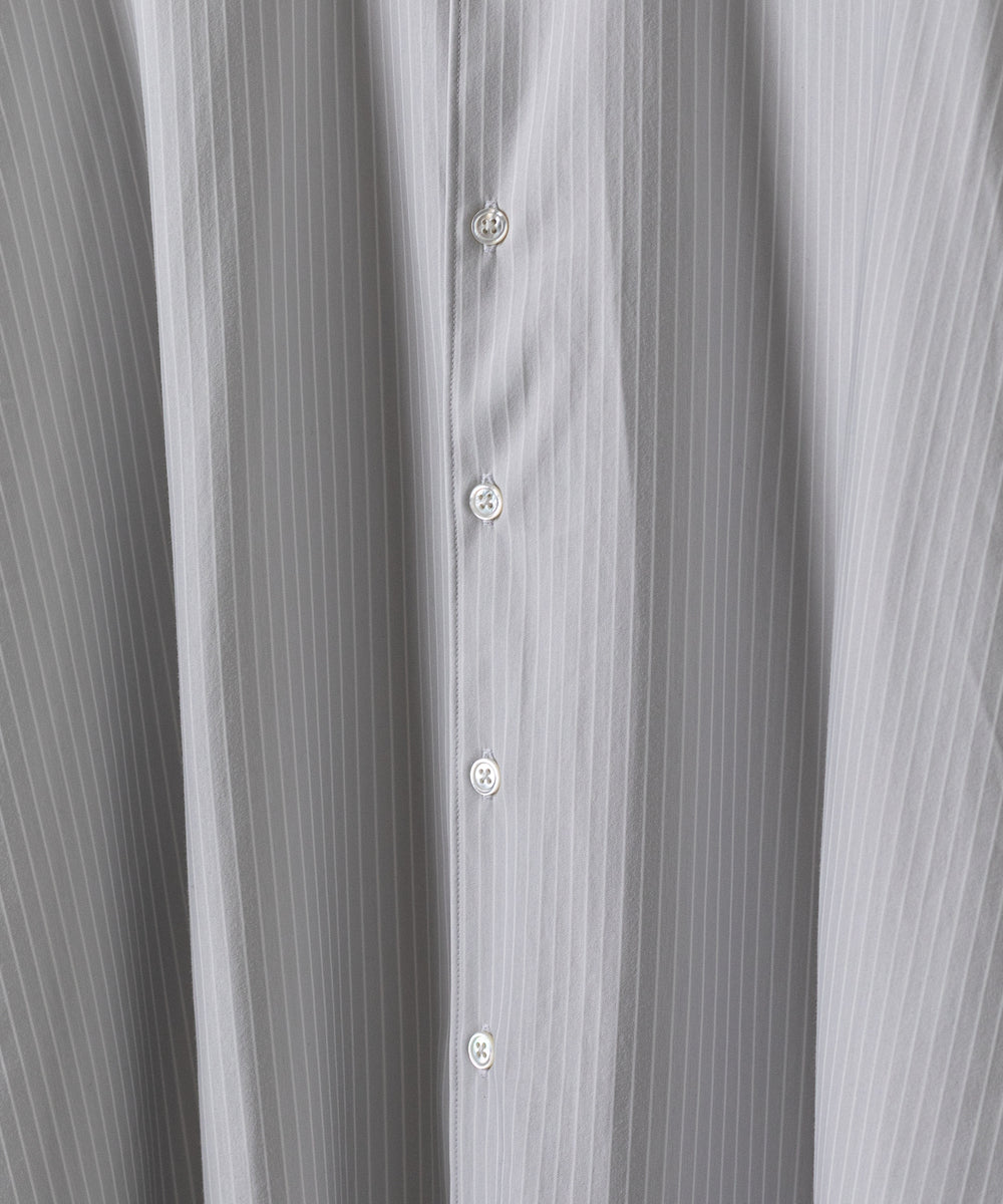 【KANEMASA PHIL.】カネマサのPENCIL STRIPE DRESS JERSEY SHIRT - LIGHT GRAY×WHITE