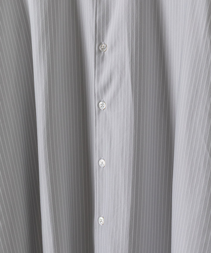 【KANEMASA PHIL.】カネマサのPENCIL STRIPE DRESS JERSEY SHIRT - LIGHT GRAY×WHITE