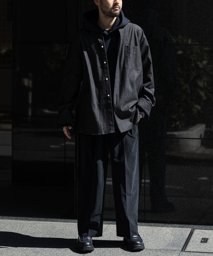 【KANEMASA】FIBRIL CUPRO VINTAGE EASY TUCK PANTS  - BLACK