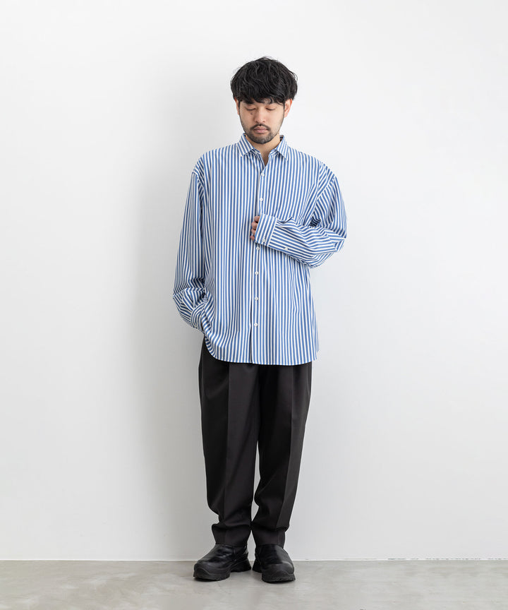  【KANEMASA PHIL.】カネマサのLONDON STRIPE DRESS JERSEY SHIRT - ULTRAMARINE×WHITE