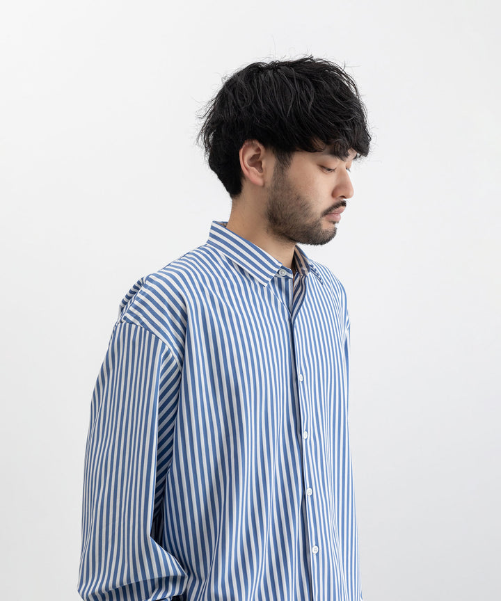  【KANEMASA PHIL.】カネマサのLONDON STRIPE DRESS JERSEY SHIRT - ULTRAMARINE×WHITE