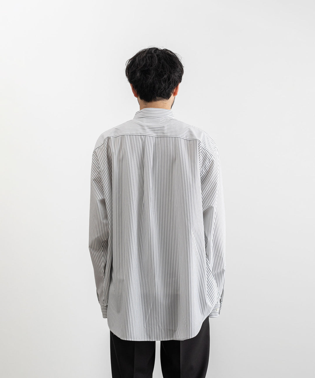 【KANEMASA PHIL.】カネマサのPENCIL STRIPE DRESS JERSEY SHIRT - WHITE×NAVY