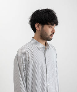 【KANEMASA PHIL.】カネマサのPENCIL STRIPE DRESS JERSEY SHIRT - WHITE×NAVY