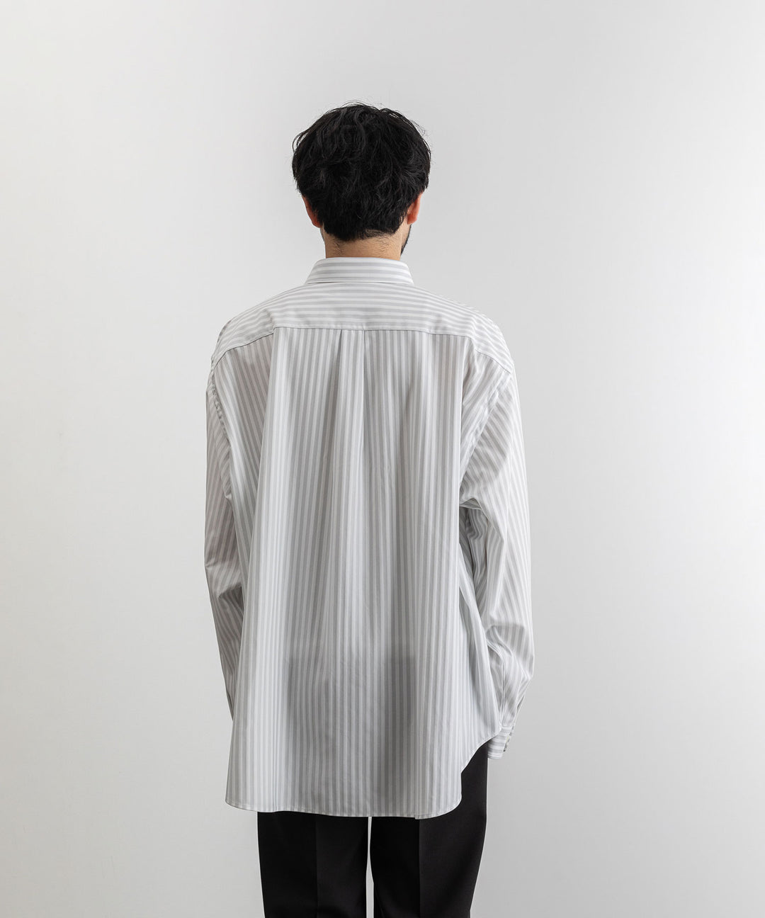 【KANEMASA】LONDON STRIPE DRESS JERSEY SHIRT - LIGHT GRAY×WHITE