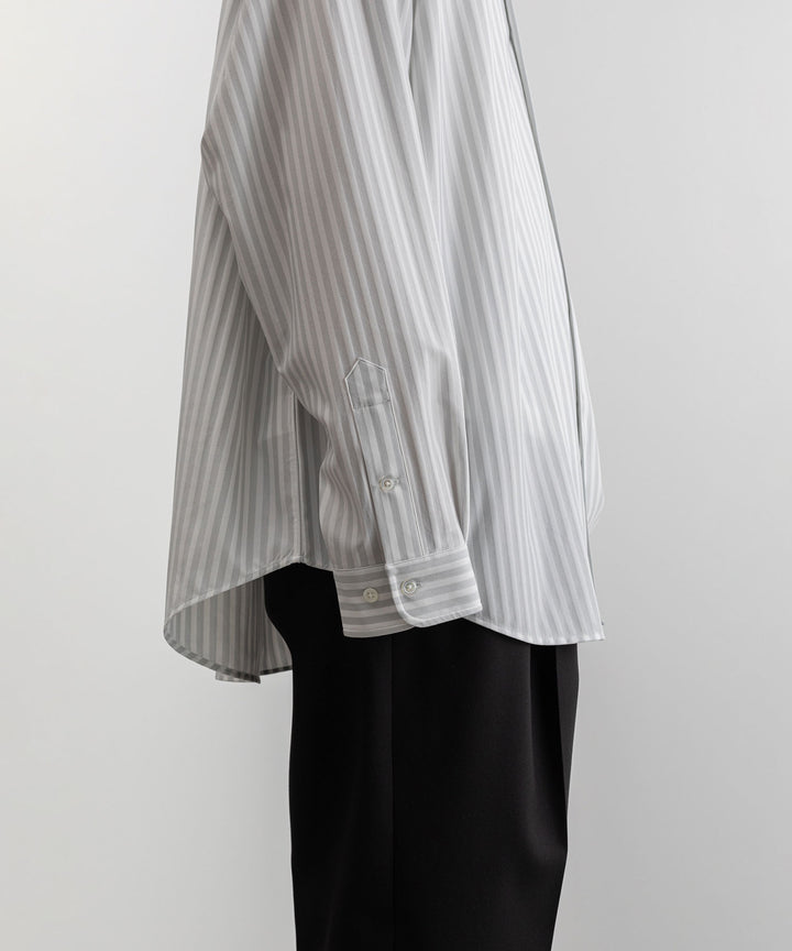 【KANEMASA】LONDON STRIPE DRESS JERSEY SHIRT - LIGHT GRAY×WHITE