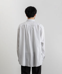 【KANEMASA PHIL.】カネマサのPENCIL STRIPE DRESS JERSEY SHIRT - LIGHT GRAY×WHITE