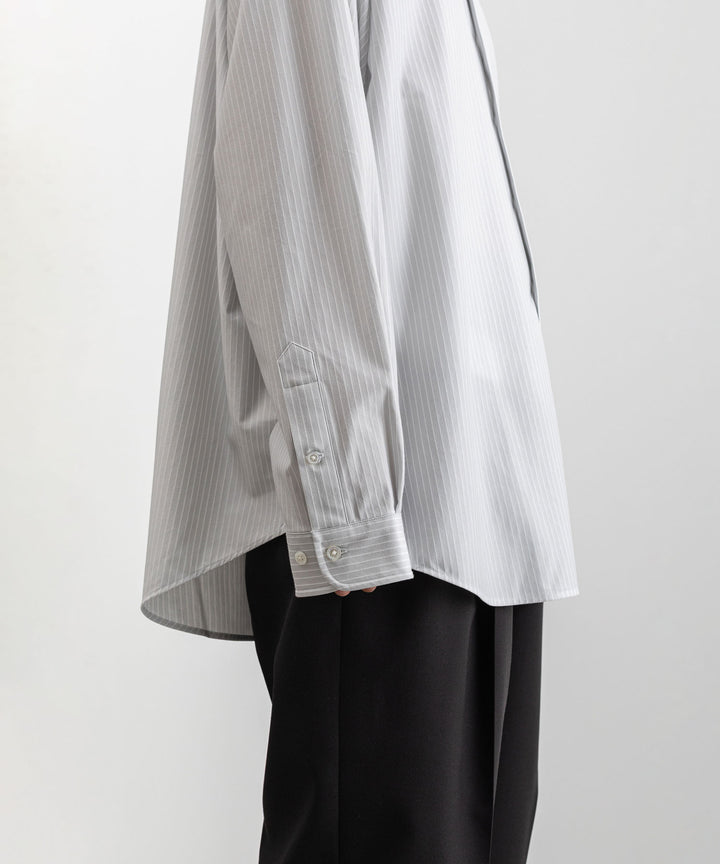 【KANEMASA PHIL.】カネマサのPENCIL STRIPE DRESS JERSEY SHIRT - LIGHT GRAY×WHITE