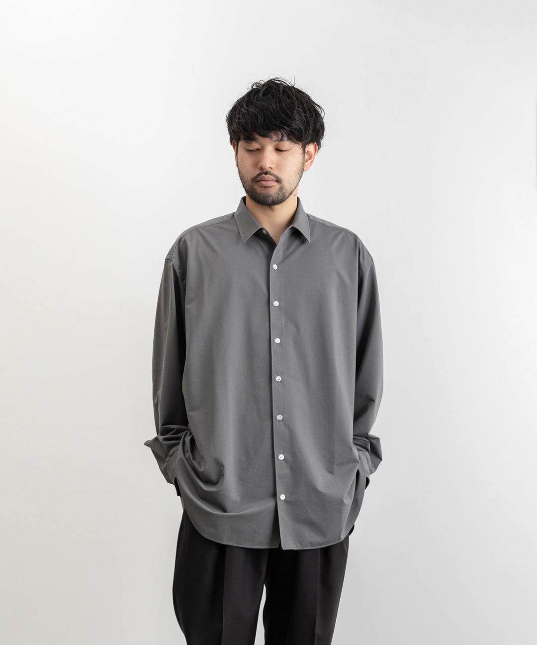 【KANEMASA PHIL.】カネマサのROYAL OX DRESS JERSEY SHIRT - GRAY