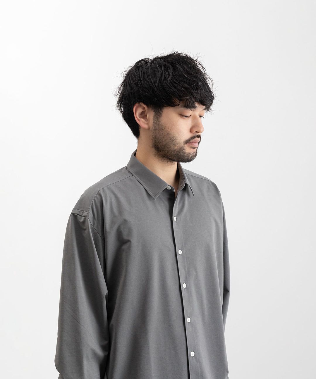 【KANEMASA PHIL.】カネマサのROYAL OX DRESS JERSEY SHIRT - GRAY