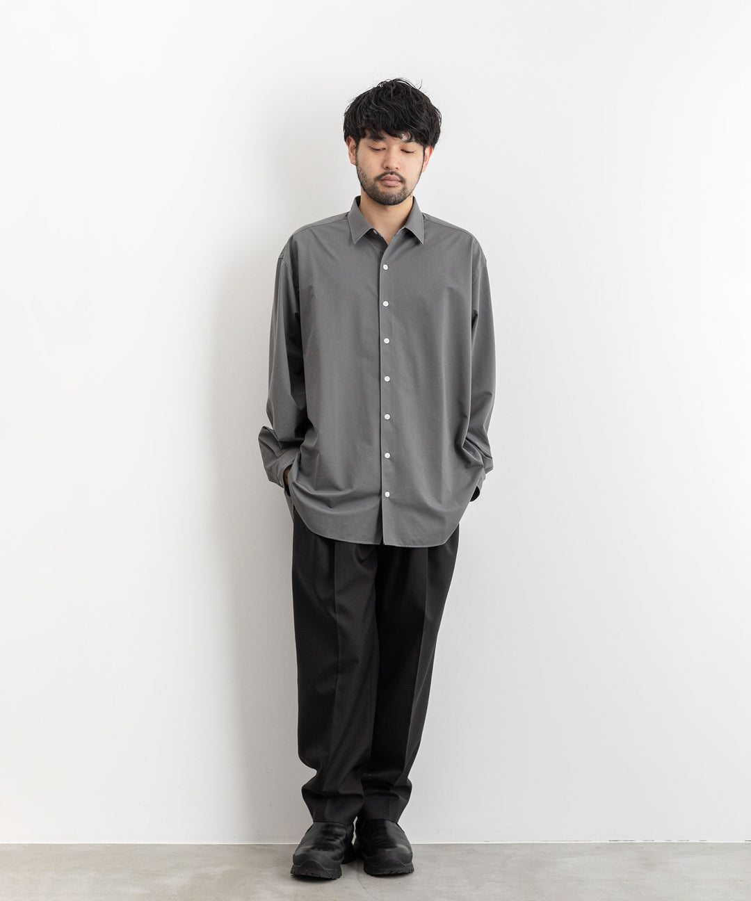 【KANEMASA PHIL.】カネマサのROYAL OX DRESS JERSEY SHIRT - GRAY