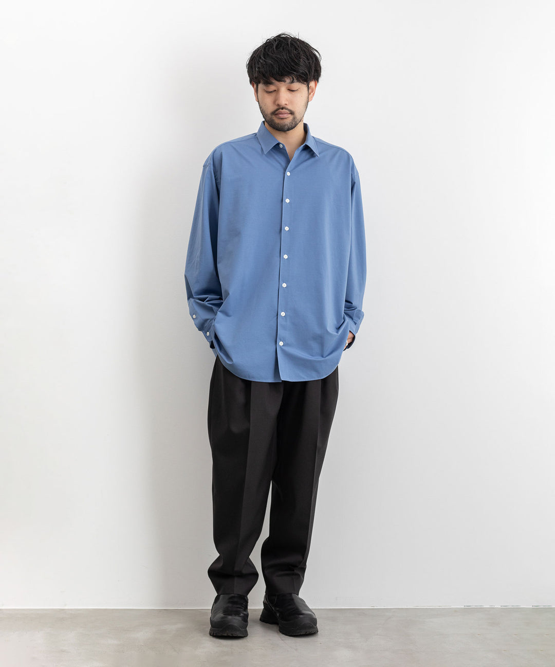 【KANEMASA PHIL.】カネマサのROYAL OX DRESS JERSEY SHIRT - ULTRAMARINE