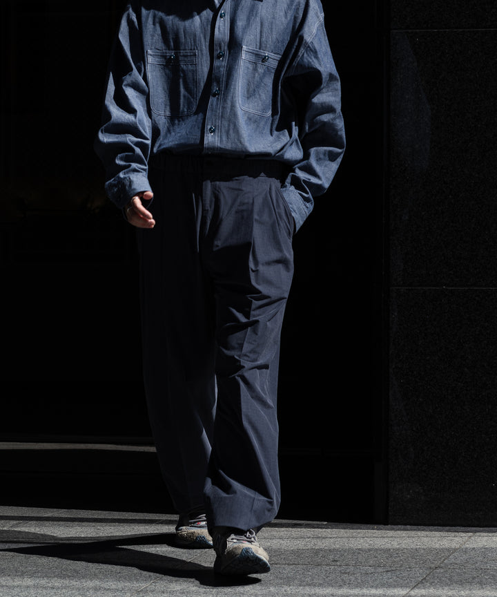 【KANEMASA】FIBRI CUPRO VINTAGE EASY TUCK PANTS - CHARCOAL NAVY