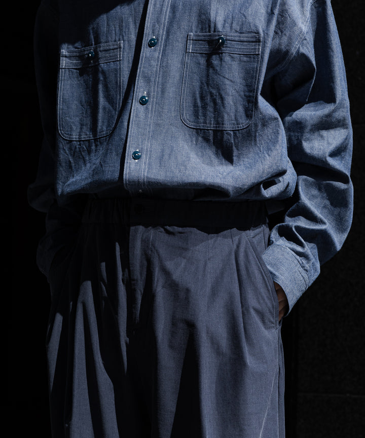 【KANEMASA】FIBRI CUPRO VINTAGE EASY TUCK PANTS - CHARCOAL NAVY