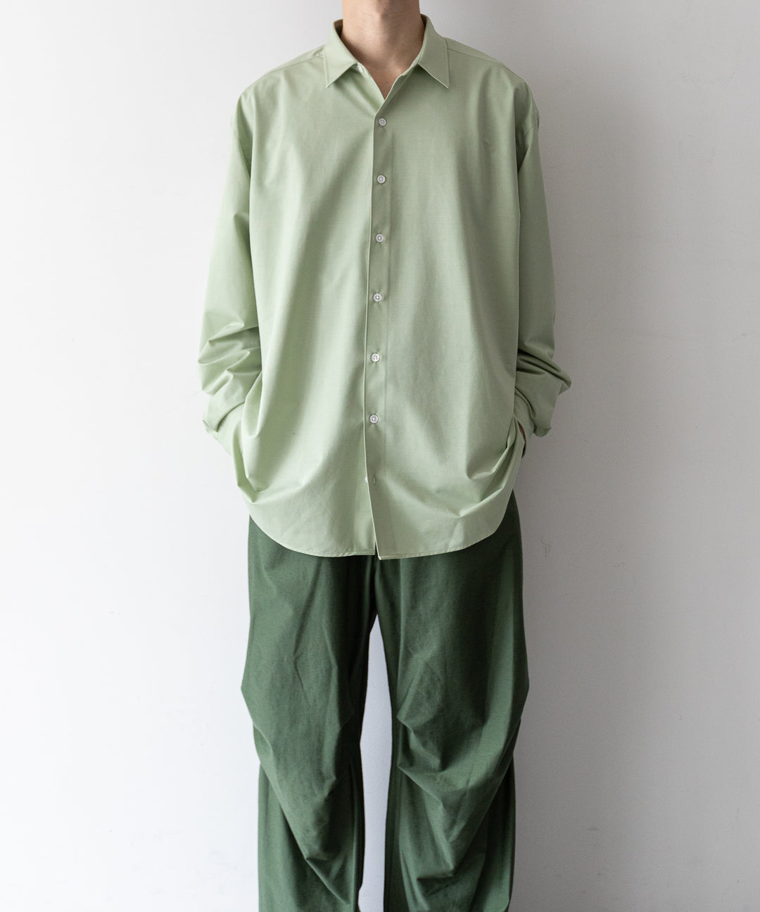 【KANEMASA PHIL.】カネマサのROYAL OX DRESS JERSEY SHIRT - LIGHT GREEN
