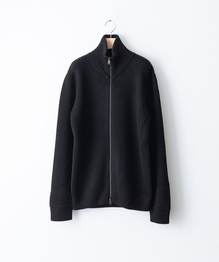 INTERIM(インテリム)の22AWコレクションのHAND FRAMED DRIVERS ZIP KNITのBLACK